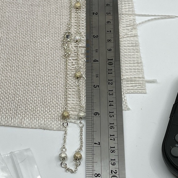 Vintage Milor Italy .925 Sterling Silver & Gold-Plated Stardust Bead Necklace - Picture 16 of 17